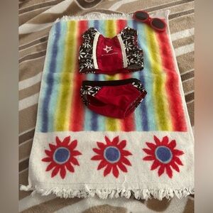 American Girl Tankini Set, towel and sunglasses